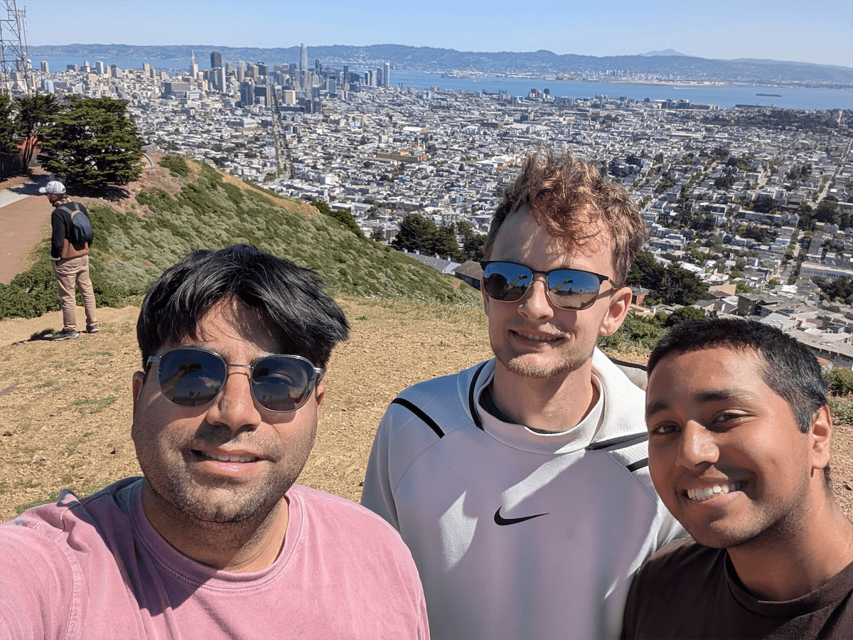 Friends overlooking San Francisco from a hill